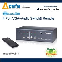 4-Port VGA Video &amp;amp; Audio Switch &amp;amp; Remote-ACAFA VAS14