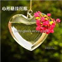 Heart Shaped Hanging Glass Vase Creative Lamp Blown Home Decorative Glass Terrarium