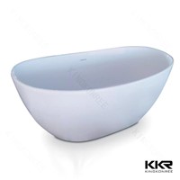 Oval shape pure white solid surface freestanding bath tub