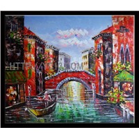 Venice Port Sailing Scenery Handmade Wall Art Oil Painting on Canvas