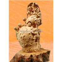 Vintage Figure handmade carving sculpture with small kids