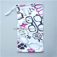 microfiber mobile phone pouch with drawstring