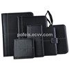 Leather suit A4 folder with calcular & card bag & note pad