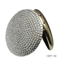 Crystal (Clear)Round Gold Power Bank with Mirror