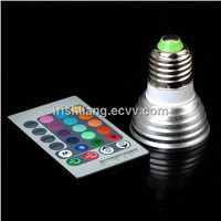 E27 LED RGB spotlight bulb 3w with 24 keys remote control