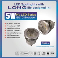 5W HV Dimmable GU10 LED Spotlight /Driverless Bulb Lamp/MR16 LED Spot Light