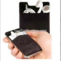 New 3m sticker silicone mobile phone pocket with screen cleaner