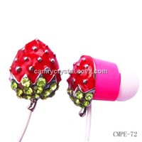 Rhinestone strawberry Earphones-Earbuds