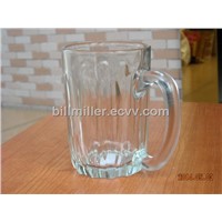 Stylish Carved Clear Glass Mug/Cup with Handle beer mug glass