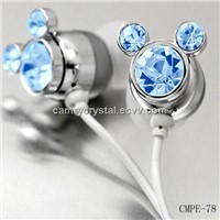 Swarovski Crystal(Blue) Mickey Mouse Earphones-Earbuds