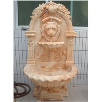 hand carved stone lion head  wall fountain