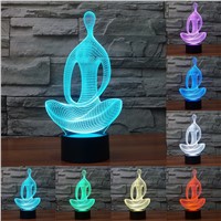 Acrylic 7 Color meditation Yoga 3D LED nightlight of bedroom lamp livingroom lights desk table Decoration Night Light IY803367