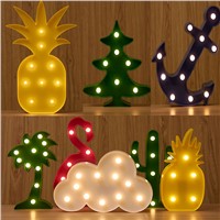 SLTMAKS Night Light 3D Lamp Novelty Luminaria Flamingo Cactus Pineapple Coconut Tree Nightlight For Children Room Decoration