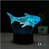 Creative shark LED small night lamp personality Shenzhen small night lamp manufacturers selling 3 d stereo vision