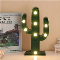 Table Lamp Cactus Decor 3D LED Night Light Romantic Cactus Light Christmas Home Bedroom Decoration White Warm White
