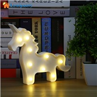 Unicorn Shaped Animal Light Table Lamp 3D White Marquee Unicorn Sign Marquee Letter Nightlight Home Decoration Battery Operated