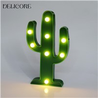 DELICORE New Green Cactus Plastic LED Night Light Battery Night Lights For Kids Rooms Children Cute Bedroom Lamp luminarias S001