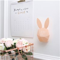 Cute Rabbit Bunny Digital Alarm Clock LED Sound Night Light Thermometer Rechargeable Table Wall Clocks