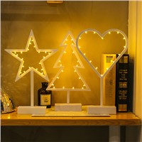 Creative Led NightlightPlastic Love Heart Star Christmas Tree lamp Luminous decorative Desk Table lamp Bedroom lights