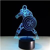 NEW Marvel Avengers Civil War Captain America 3D Illusion Night Light Colorful LED Table Lamp for Boys Children Gift