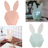 Cute Rabbit Bunny Digital Alarm Clock LED Sound Night Light Thermometer Rechargeable Table Wall Clocks CLH@8