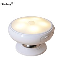 Tanbaby 360 Rotating LED Night Light with Motion Sensor battery power or USB rechargeable Wall Night Security Lighting lamp