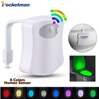 8 Color LED Toilet Light Smart human Motion Sensor Lamp Bathroom Toilet Night Light PIR Automatic Activated RGB LED Toilet light