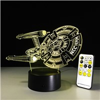 Creative Star Trek Illusion Night Light NCC-1701 3D LED Table Lamp Touch/Remote Bed Room Decorative Lighting
