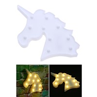 Unicorn Shaped Night Lights 3D Lamp White Marquee Unicorn Sign Marquee Letter Nightlight Home Decor Battery Powered Wall Lamp