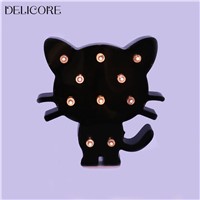 DELICORE Plastic Black Cat Night Lights Warm Light Bedside Lamp  For Baby Children Room Decoration S192