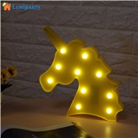 LumiParty Unicorn LED Night Light Decorative 3D Marquee Sign Lights for Bedroom Kids Room Lamp Lamps Lighting