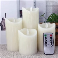 Lovely timer remote led candle night light made by paraffin wax and led bulbs, electronic atmosphere candle lamp,4 size option