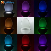 Lumiparty LED Toilet Light Sensor Motion Activated Glow Toilet Bowl Light Up Sensing Toilet Seat Night Light Inside BathroomLamp