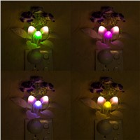 US Plug Mushroom Flower Plant Novelty Changable Light Sensor LED Night Light Lamp Luminaria Atmosphere #KF