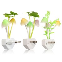 220V LED Mushroom Night Light Lamp Lotus Leaf Aquatic Plants Indoor Lighting Control For Children Baby Room Decor US/EU Plug