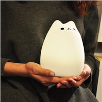 Silicone Cat Night Light Colorful Cute Cartoon Animal Changeable LED Table Lamps USB Rechargeable Rainbow Color Beside luminaria