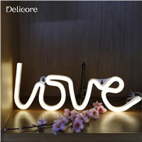 DELICORE Warm White Fairy Holiday Neon Night Light Love Shaped LED Lamp For Baby Bedroom Decoration Wedding Party Decor S190