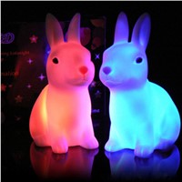 Hotsale Color Changing LED Lamp Night Light Rabbit Shape Home Party Decor Gift P22