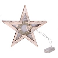 Retro Wooden Five Pointed Star Lamp Christmas Home Decorations 28CM Romantic
