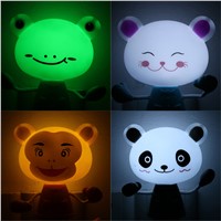 ( US Plug) AC90V-240V Creative Lovely Animal Night Children Kids Toys Gift Light Control LED Wall Decorative Light Lamp