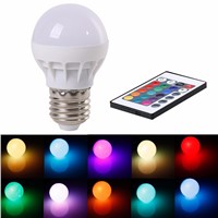 16 Color Changing LED Light Bulb with Remote Control Dimmable RGBW Multicolor LED Light 85-265V/ E27/ 3W