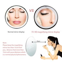 LED 7X Magnifying Cosmetic LED Light Makeup Mirror With Power Locking Suction Bright Diffused Lamp 360 Degree Rotating