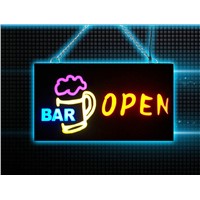 RBG Remote control advertising neon open bar sign