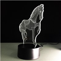 3D Lamp Horse LED Illusion Animal Desk Table Night Light,7 Color Touch Lamp,3D LED Creative Visual Light