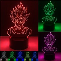Dragon Ball Super Saiyan God Goku Action Figures 3D Illusion Table Lamp 7 Color Changing Night Light Boys Child Kids Baby Gifts