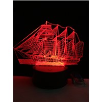 Creative 3D Sailing Boat ship Night Light USB Led Table Desk 7Colors change Atmosphere illusion Lamp Child Kids Home Cafe Decor