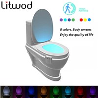litwod Sensor Toilet Light LED Lamp Human Motion Activated PIR 8 Colours Automatic RGB Night lighting