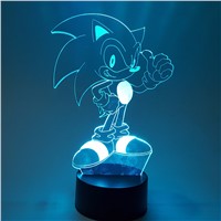 Sonic The Hedgehog Visual Illusion LED RGB Changing 3D Nightlight Sonic Action Figure 3D Novelty Light For Kids