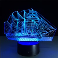 3D Illusion Lamp Intelligen Furnishing LED Sailing Night Light 3D Acrylic Colorful Gradient Atmosphere Lamp Novelty Lighting