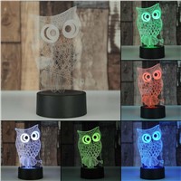 Owl 3D Visual Night Light Changeable Mood Lamp LED Light Touch USB Decorative Table Lamp Baby Sleeping Nightlight